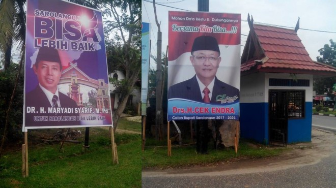 Perang Baliho Bacabup sudah mulai terlihat di Ibu Kota Sarolangun.